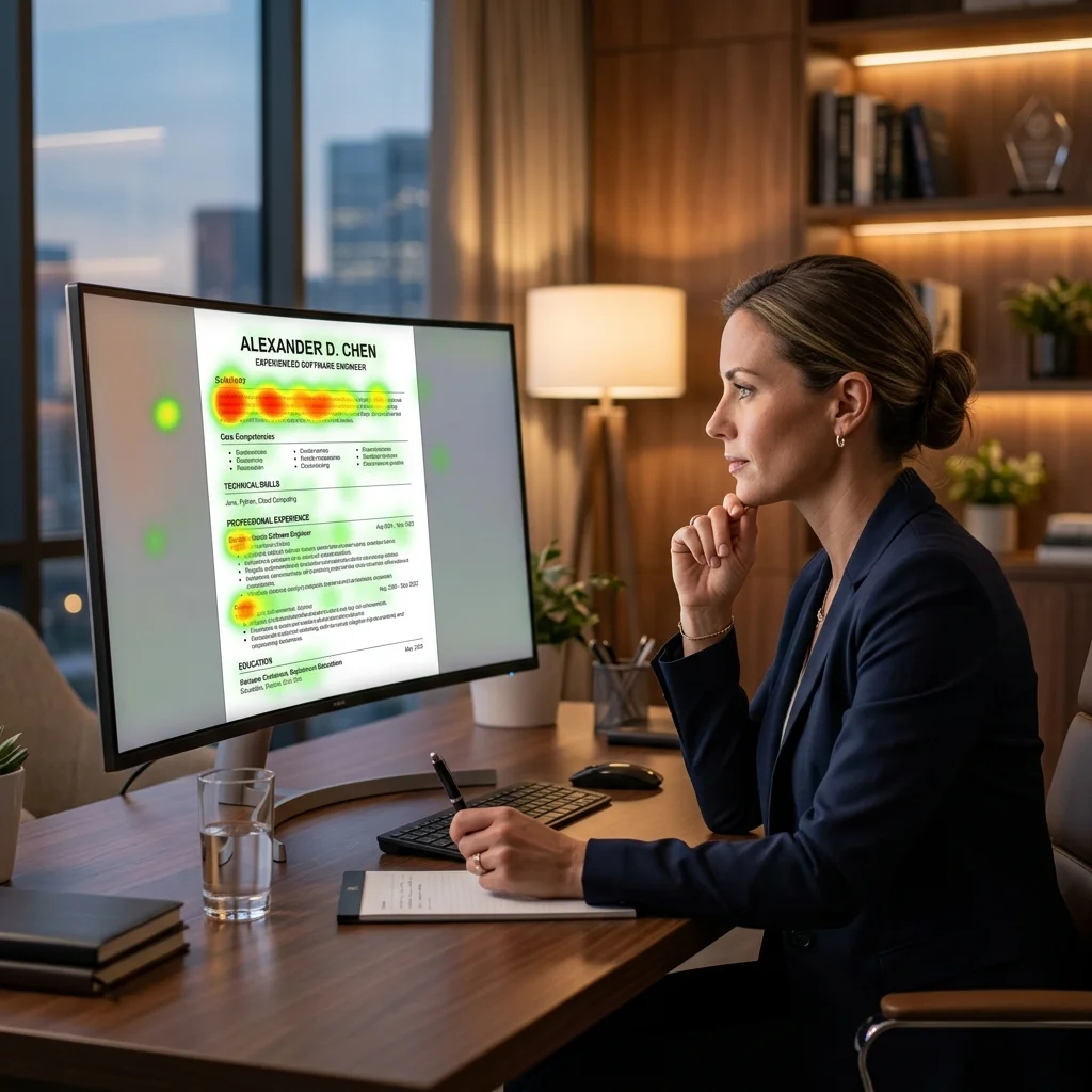Recruiter scanning key resume data points