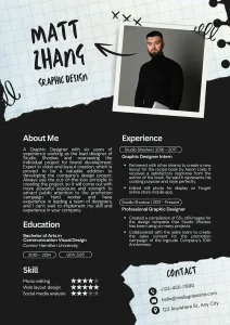 Black and White Simple Creative Graphic Designer Resume