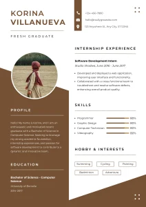 Brown and White Modern Fresh Graduate CV Resume