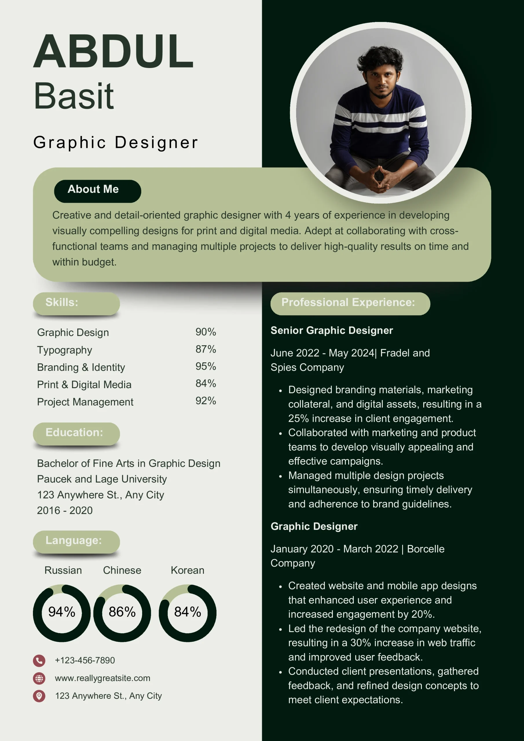 Green Elegant Professional Resume