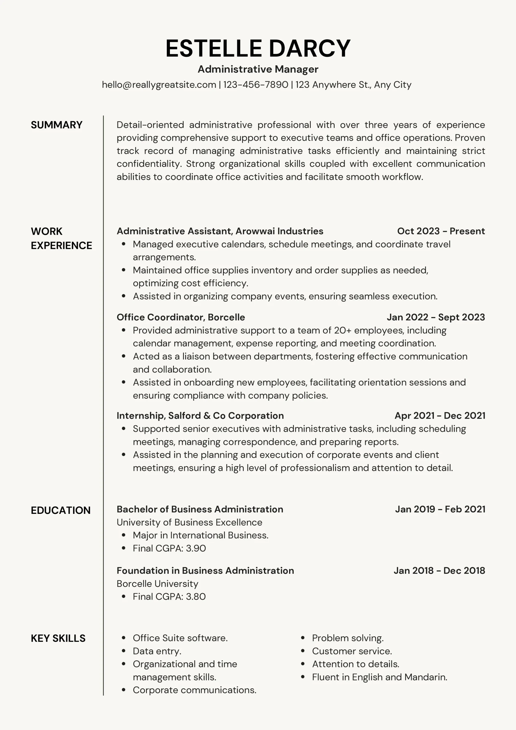Green and Black Professional Corporate ATS Resume